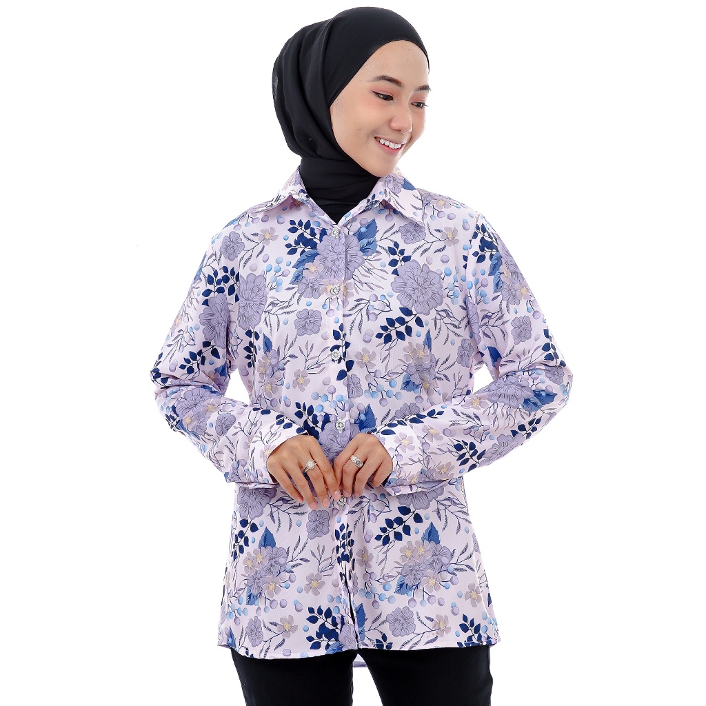 Kemeja Wanita Motif Flower Original Monalisa L XL XXL Jumbo Big Size-SALE G