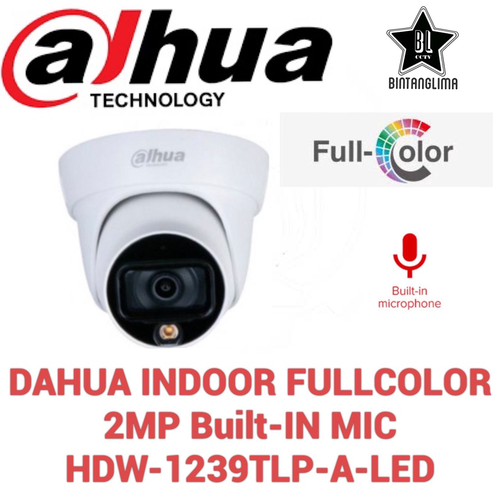 DAHUA INDOOR 2MP FULLCOLOR BUILT-IN MIC HDW-1239TLQP-A-LED