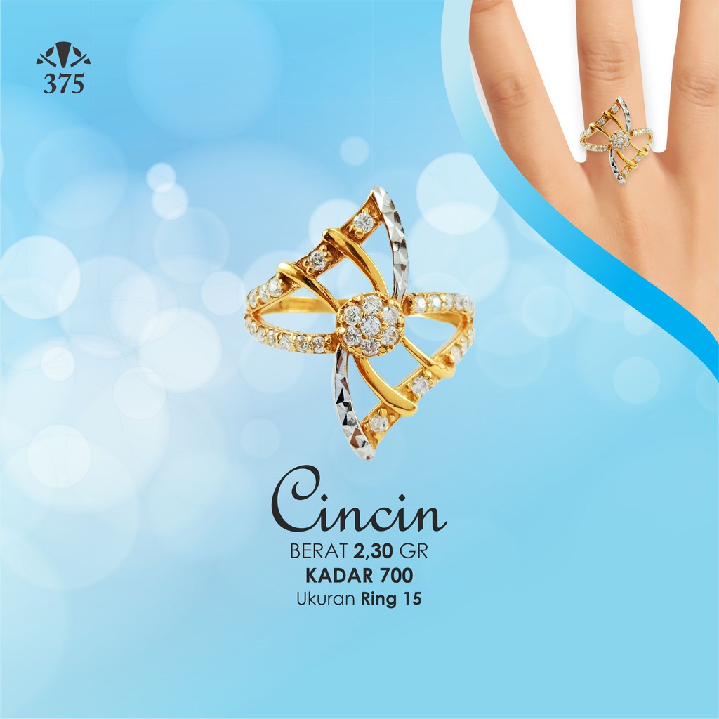 (KADAR 700) CINCIN EMAS ASLI VARIASI BATU ZIG ZAG