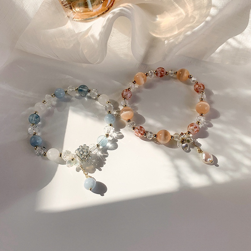 Fancyqube Gelang Manik-Manik Batu Kristal Alami Warna Oranye Hijau Biru Ungu Untuk Wanita