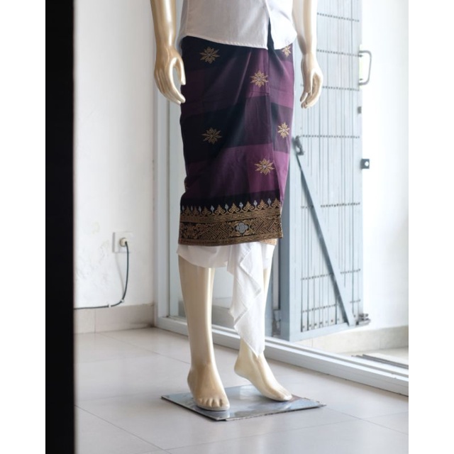 Saput Endek Kombinasi Bordir Semi Songket / Busana Adat Bali / Busana Adat Bali Pria / Pakaian Adat 