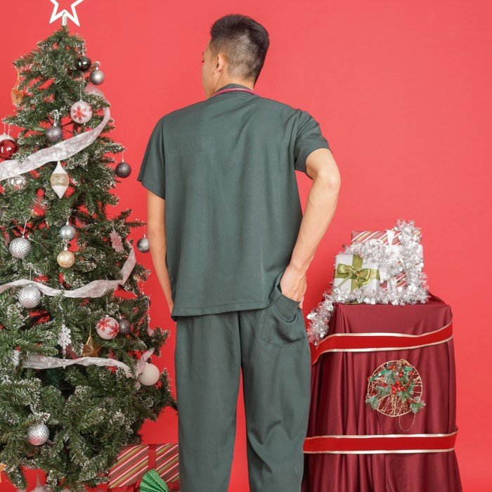 Baju Jaga MANDARIN SS - DARK GREEN Scrubs Theatre Blues Empirical Lengan Pendek