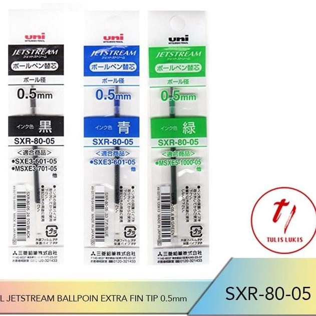 

❃ REFILL JETSTREAM BALLPOIN UNI SXR-80-05 0.5mm TINTA HITAM BIRU - Hijau ♣