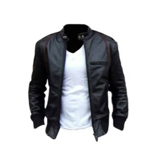 Ormano Jaket Kulit Ariel - Hitam-Merah