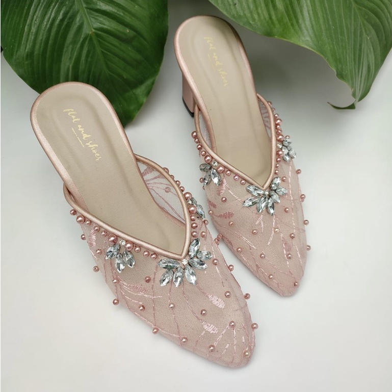 wedding shoes wanita purple rosgold tahu 7 cm