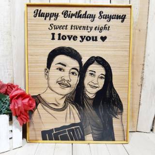 Lukisan kayu ukuran 30x40cm Kado ulang tahun Wisuda/ hadiah anniversary