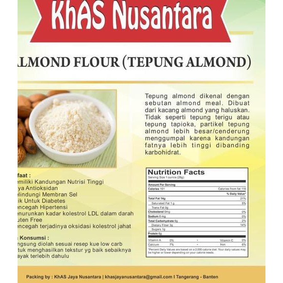 

4.4 Promo >> Tepung Keto Almond KhAS Jaya Nusantara (Almond Flour) Premium Quality