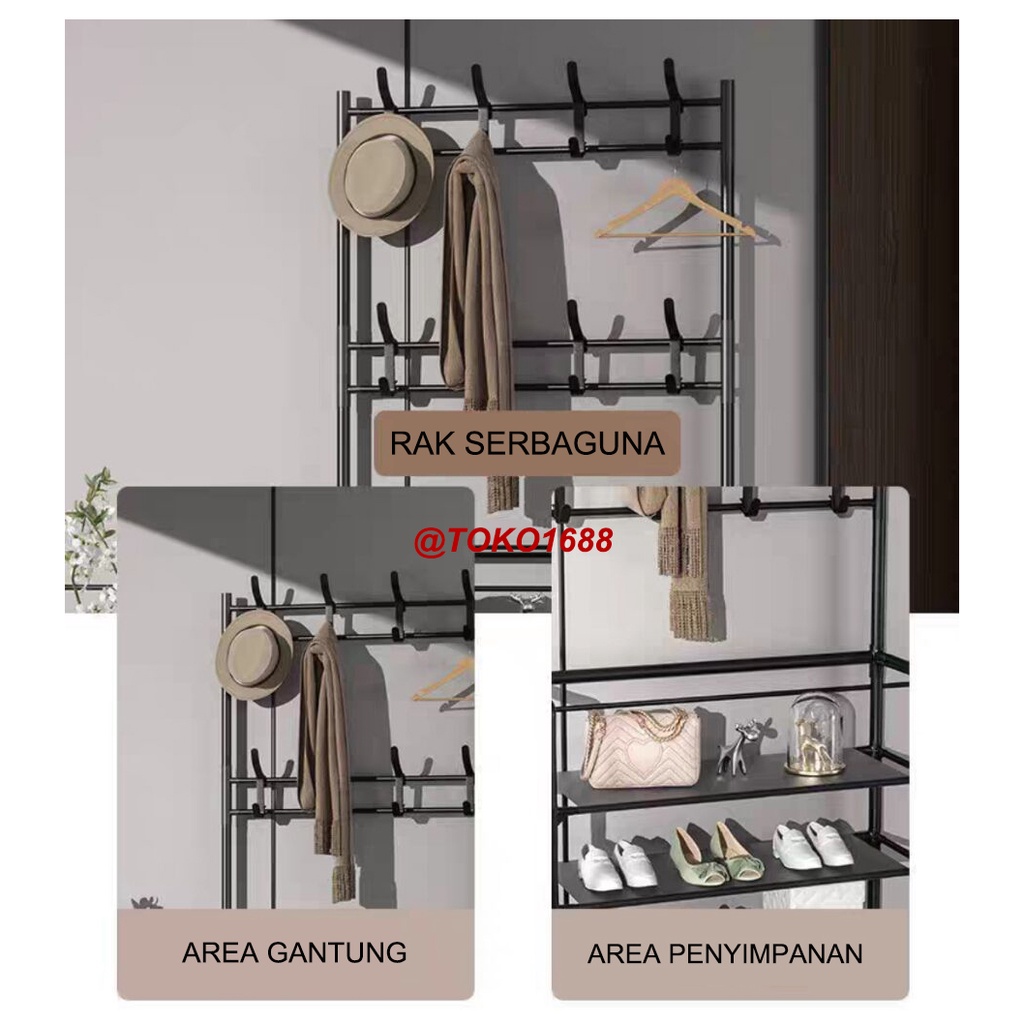 Rak sepatu portable Stand hanger Rak gantungan baju Tempat topi Hanger tas Rak penyimpanan susun