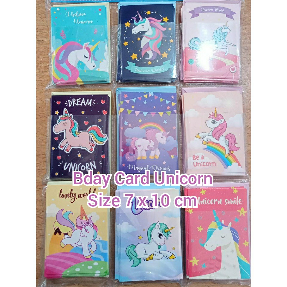 Kartu Ucapan Ulang Tahun Birthday CARD Karakter anak Lucu kartu ultah unicorn kartu ucapan frozen