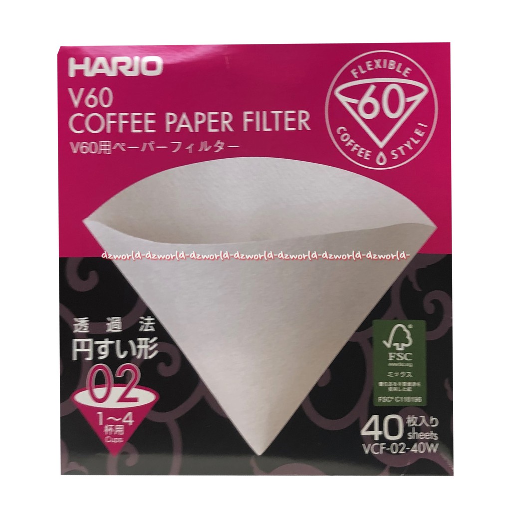 Hario V60 Coffe Paper Filter 40Sheets Alat Kertas Penyaring Bubuk Kopi