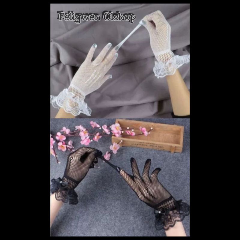 Sarung tangan pengantin/bridal wedding gloves model jaring