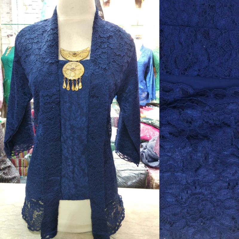 kebaya kutu baru lengan 7/8 _kebaya brukat_kebaya_kebaya kutu baru modern_kebaya encim_kebaya kondangan-Navy