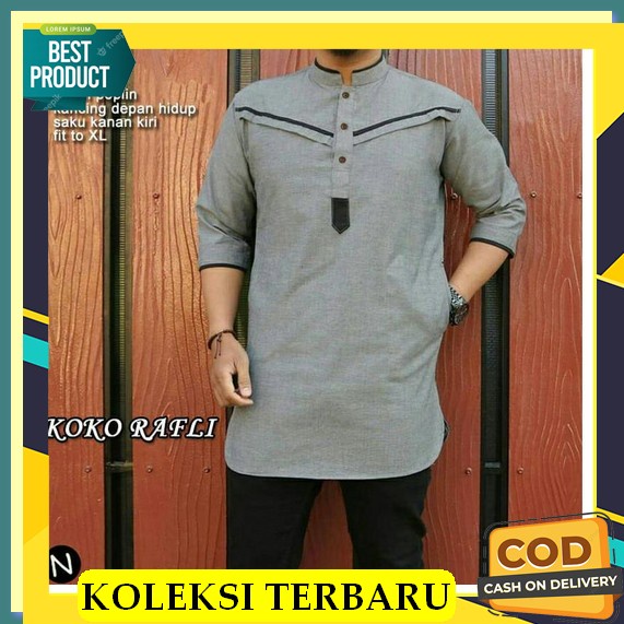 Baju Muslim Jumbo Cowok Lengan Panjang Couple Kondangan Koko Kurta Pria Dewasa Orang Tua Remaja Sant