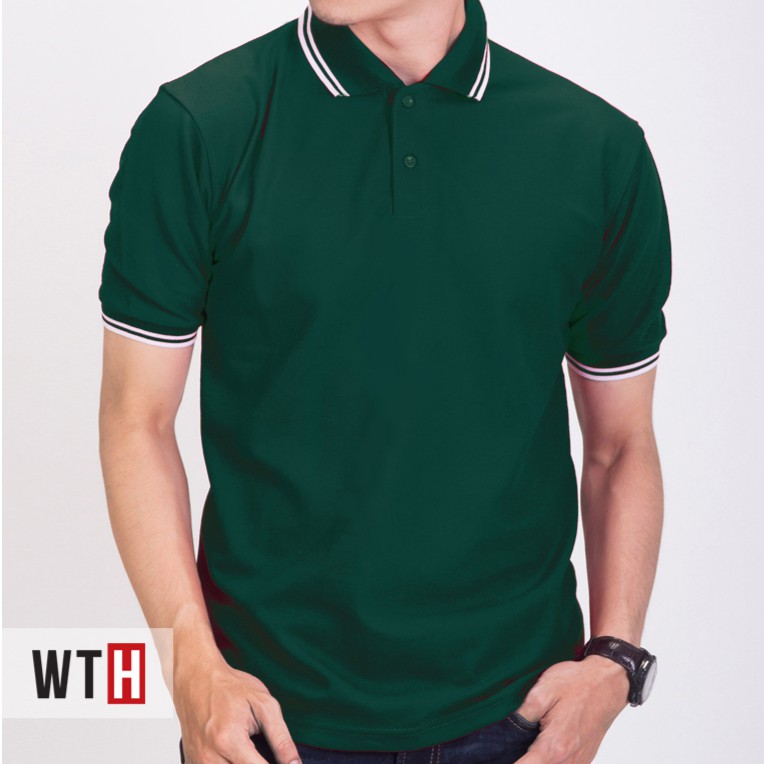 BAJU KAOS KERAH IJO TUA  KERAH GARIS POLO SHIRT WHAT THE 