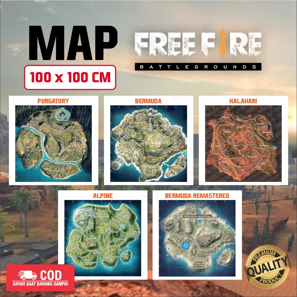 MAP FREE FIRE UKURAN 1 X 1 METER