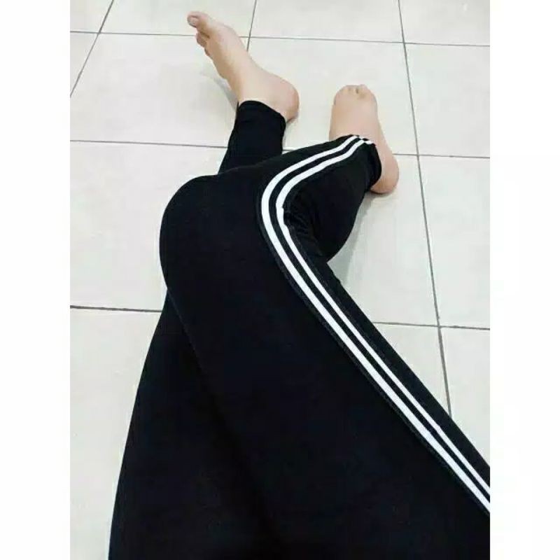 Scuba Pants/leajing stripe 2/ List Hitam Putih