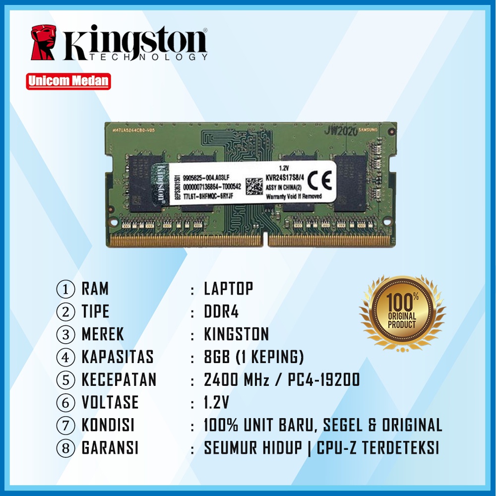 RAM LAPTOP DDR4 8GB 2400MHZ KINGSTON