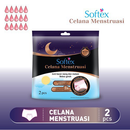 Softex Celana Menstruasi Pembalut All Size 2 pcs tidak bocor mens datang bulan aman 2s