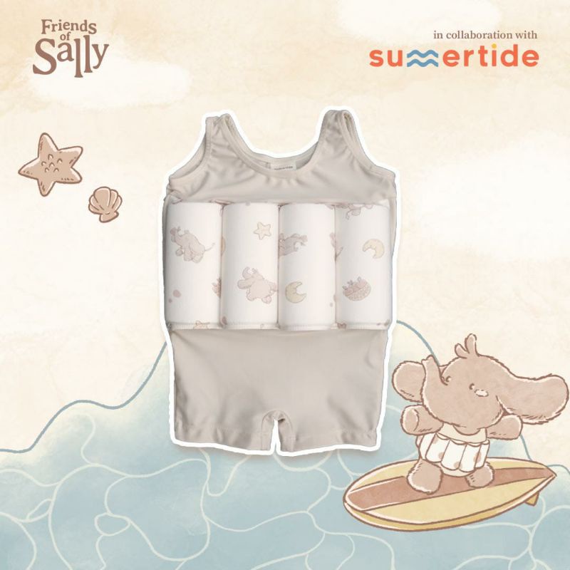 friends of sally sally's summer w sumertide floatsuit watercolor swimsuit bikini baju renang guard set