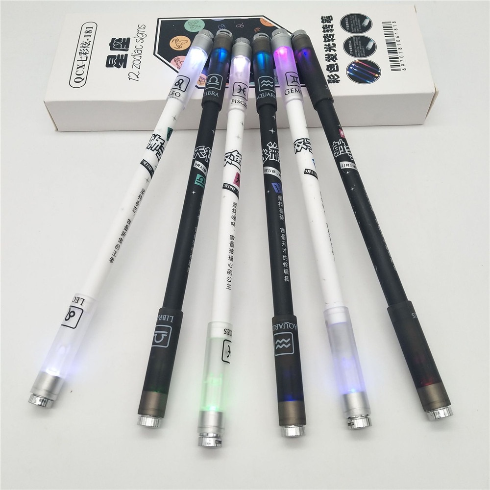 1pc Pulpen Luminous Motif Zodiak Warna Acak Untuk Sekolah / Kantor