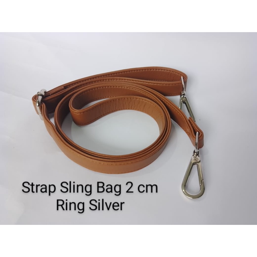 Strap Slingbag 2 cm - NO D Ring SILVER Tebal Premium Kulit Sintetis anti kelupas Tebal premium Tali Tas Selempang  tebal kulit sintetis premium part 2