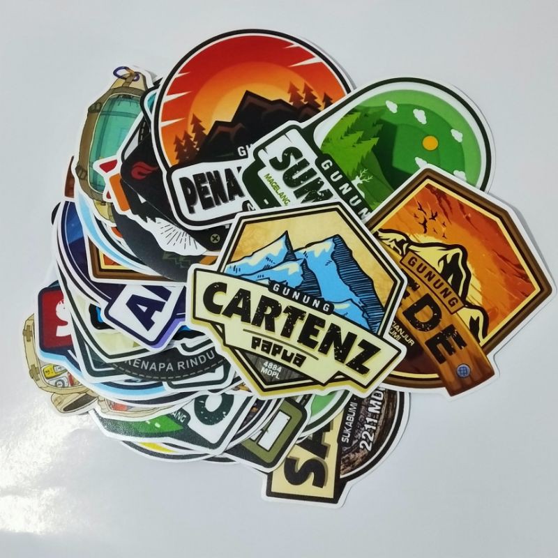 PROMO!!! PAKET 38 STICKER GUNUNG VINYL + LAMINASI + ADVENTURE merapi merbabu bromo semeru rinjani