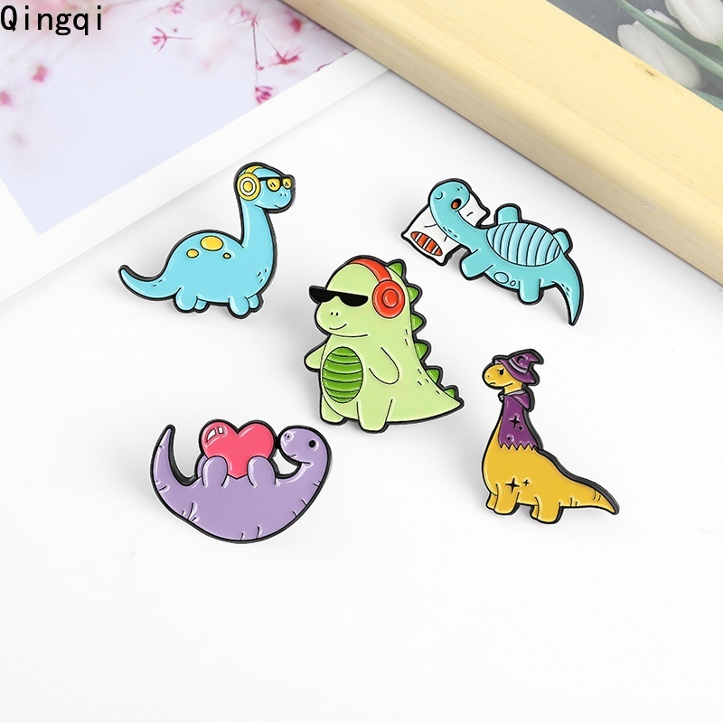 Bros Pin Enamel Desain Kartun Dinosaurus Untuk Anak