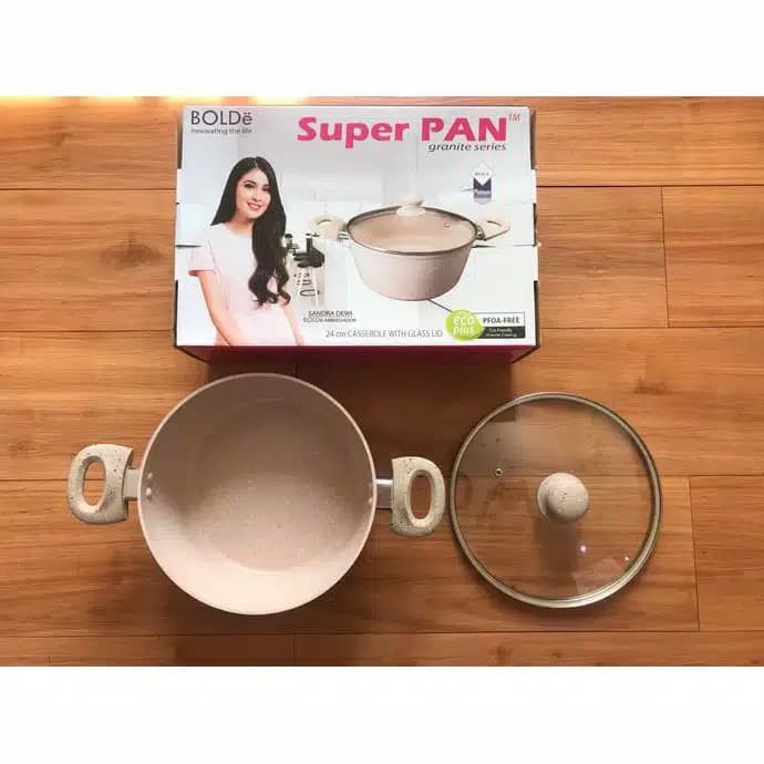 Panci Soup casserole 24cm + lid - super pan granite coating 24 cm + tutup - Pot Pan Beige Original