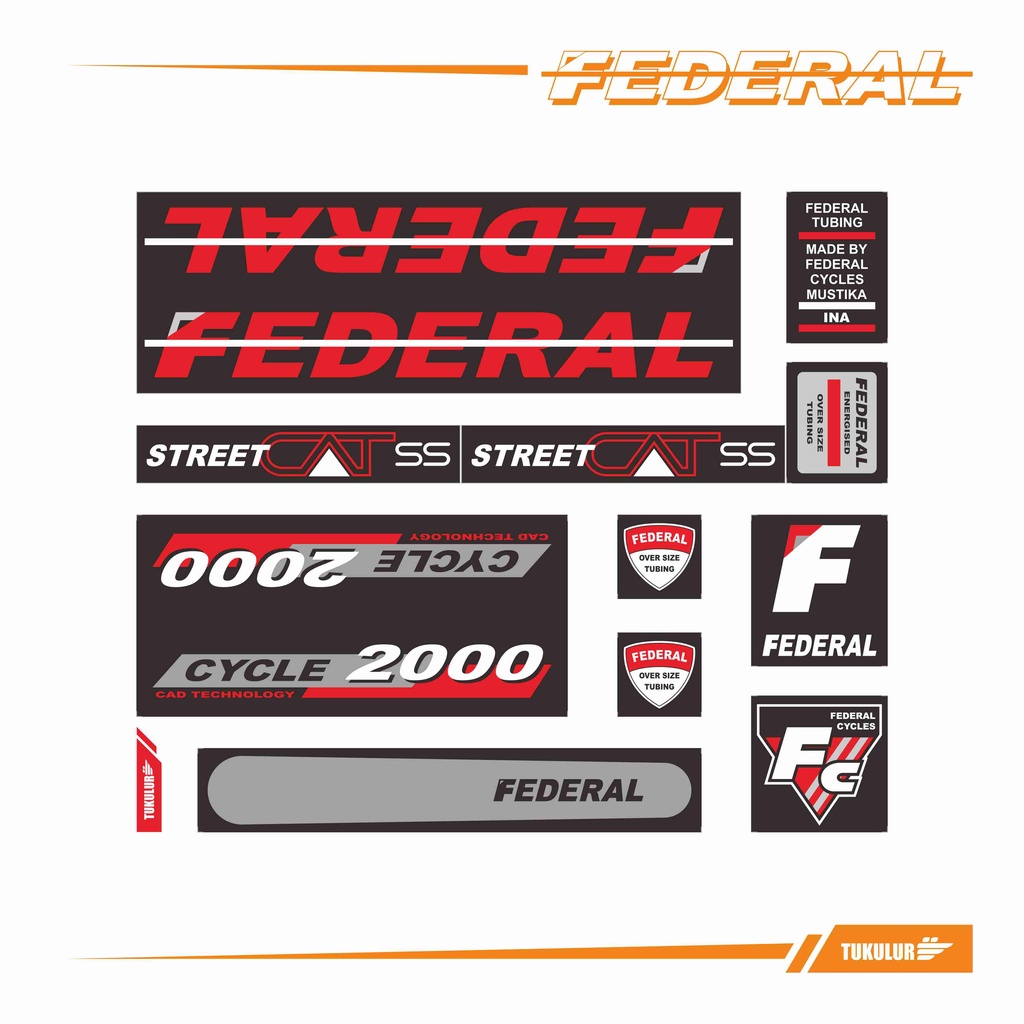 STIKER DECAL SEPEDA FEDERAL STREET CAT MODEL 3