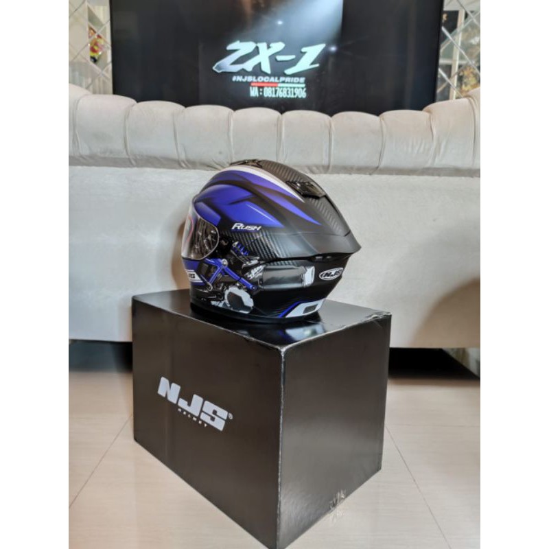 Helm NJS ZX 1 Motif Rush Blue Doff Flip Size M