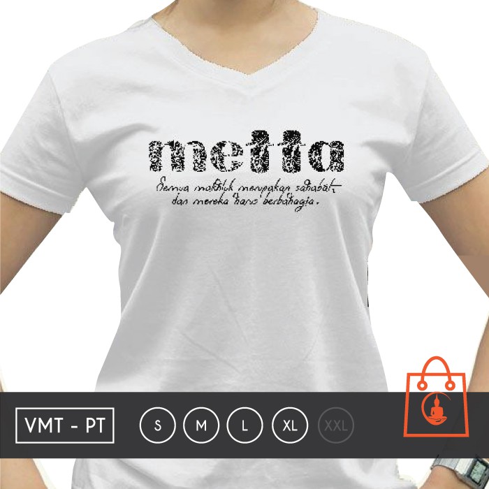 Kaos Buddhis Metta - Putih / T-shirt Buddha / Kaos Buddha / Buddhism / V-Neck