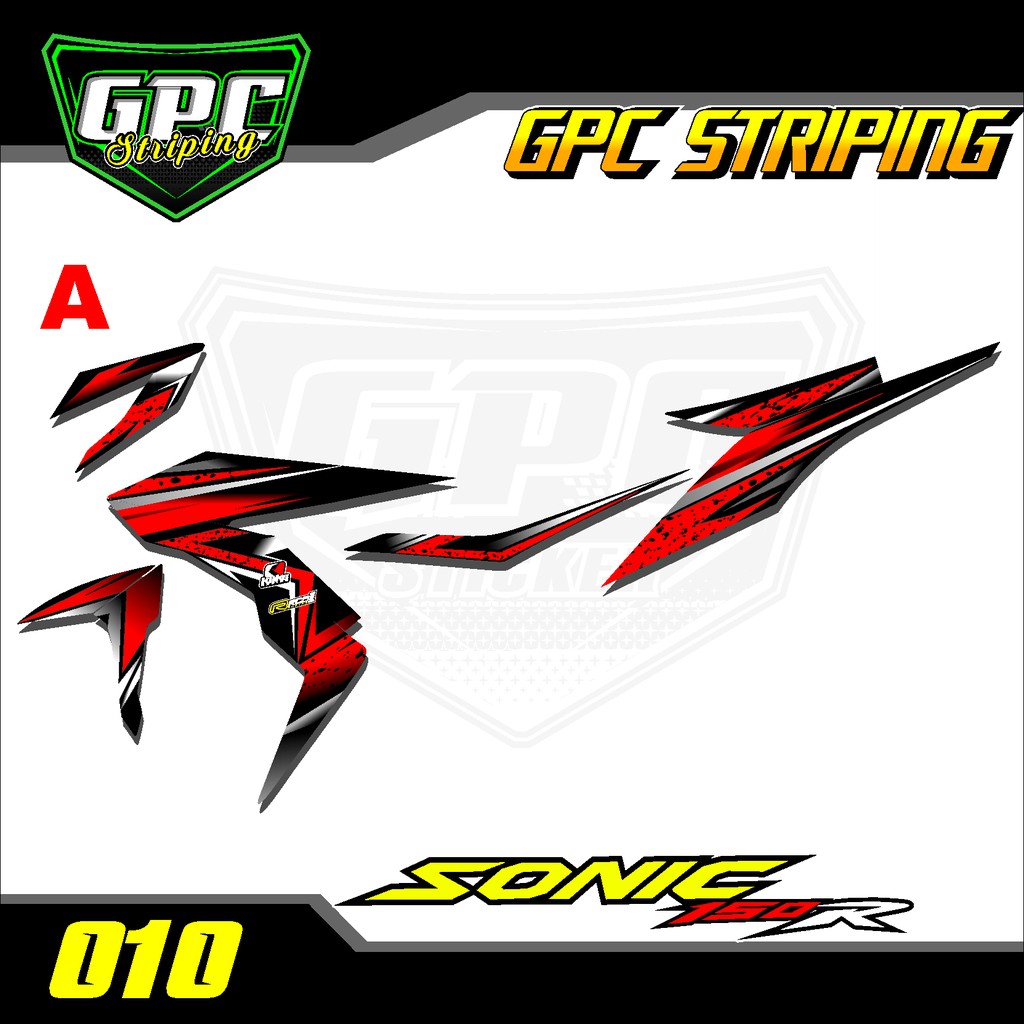 Sticker Striping sonic merah putih hitam -decal Stiker setriping Variasi List Motor GPC-010