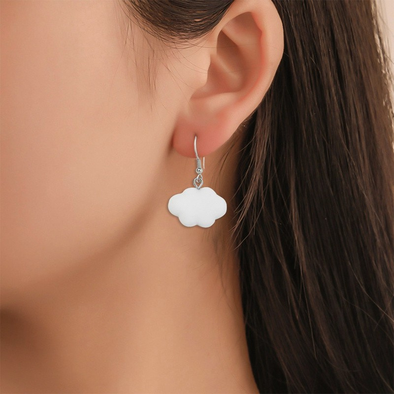 Cute White Cloud Stud Earrings Delicate Clouds For Women Girls Ear Jewelry Gift Wholesale Gifts|Drop Earrings