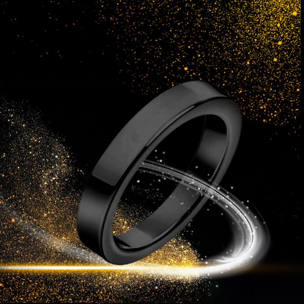 Timekey Cincin Tunangan / Pernikahan Bahan Titanium Steel 3mm Warna Silver / Gold / Rose Gold / Hitam Untuk Pria / Wanita A1K6