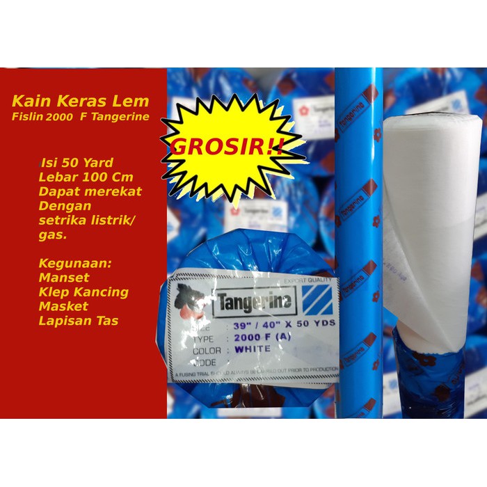 

TERMURAH KAIN KERAS INTERLINING LEM 2000F TANGERINE FISLIN VISLIN PISLIN GROSIR