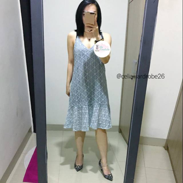 YNP - 032 BAJU IMPORT PREMIUM QUALITY MIDI DRESS / OVERALL IN LACE IN MINT MERK LILIPIRATES