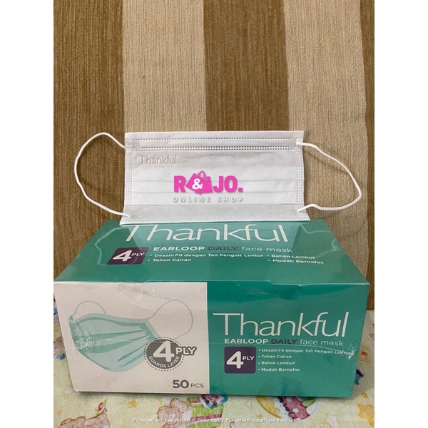 Masker Thankful earloop 4ply isi 50 pcs