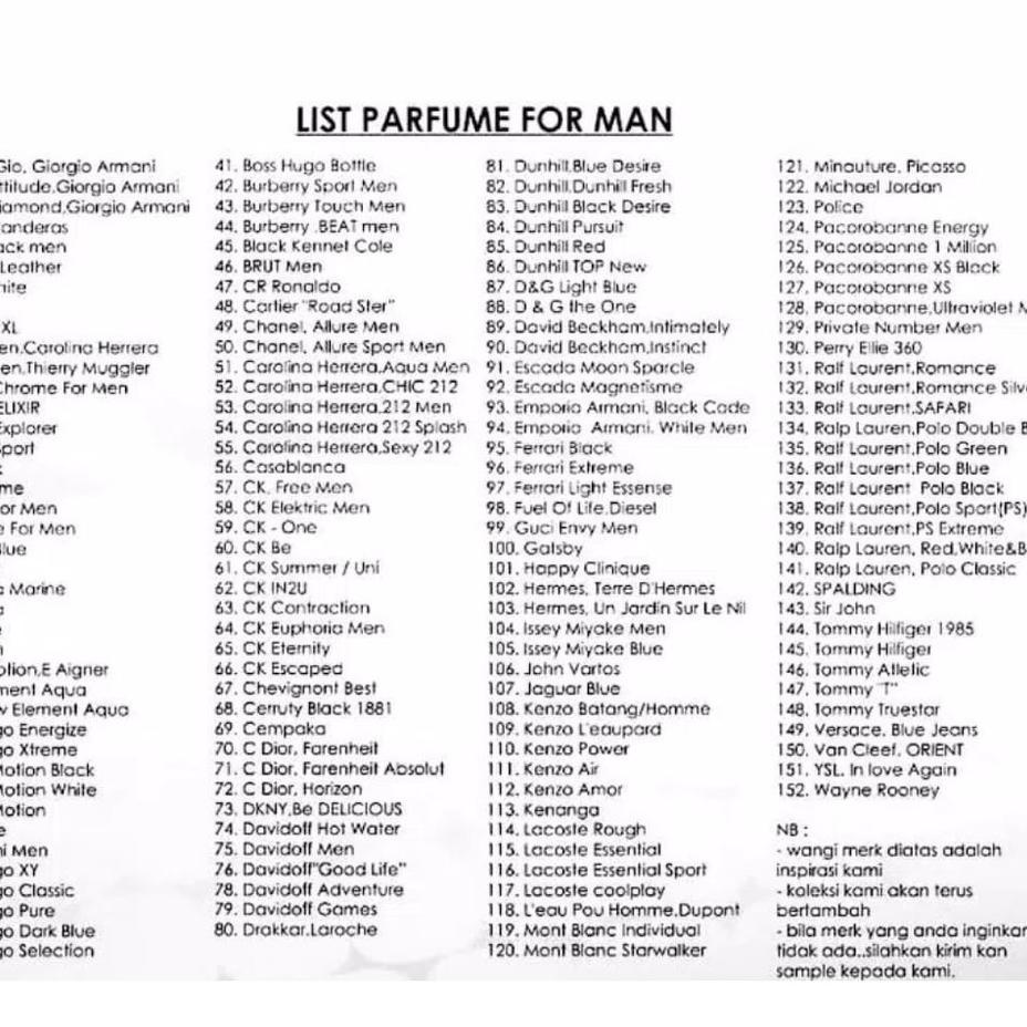 ✷ ( KHUSUS 35ML ) INspired PARFUME BANDUNG PARFUME REFILL FRAGRANCE IN 35ML ➨