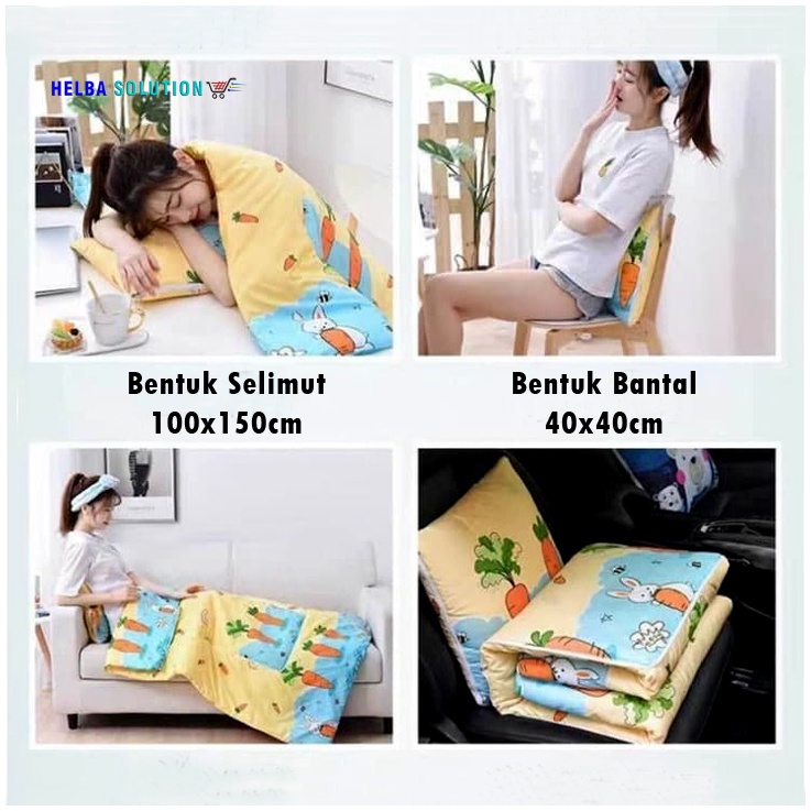 BALMUT Bantal Selimut Anak Motif Karakter Bantal Selimut Traveling Portable 2in1