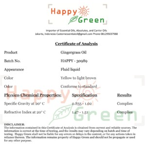Happy Green Gingergrass Essential Oil  - Minyak Gingergrass 100% Pure Natural