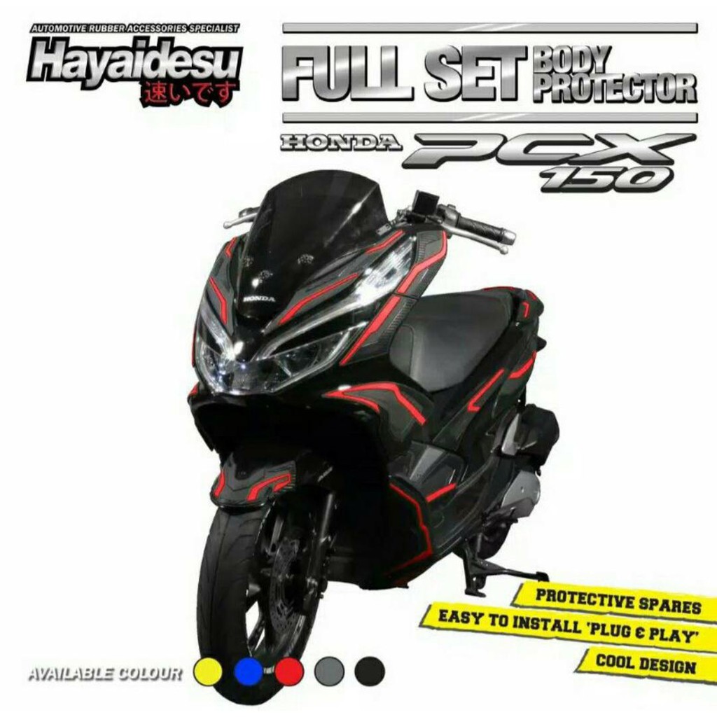 Full Set Body Protector Cover Honda PCX 150 Aksesoris Decal Variasi Carbon Pelindung Body Hayaidesu