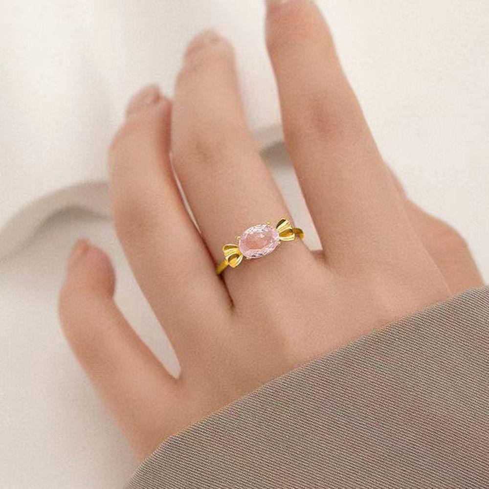 Mxbeauty Pink Candy Rings Kreatif Minoritas Gadis Hadiah Cincin Terbuka Manis Sederhana Y2K Logam Rings