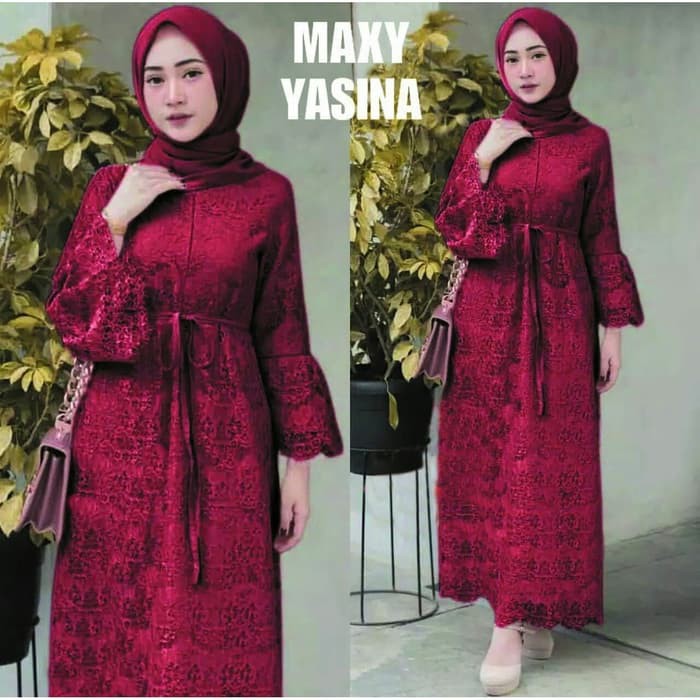 Fashion Muslim Wanita Baju  Gamis  Simple Plisket  Maxy 