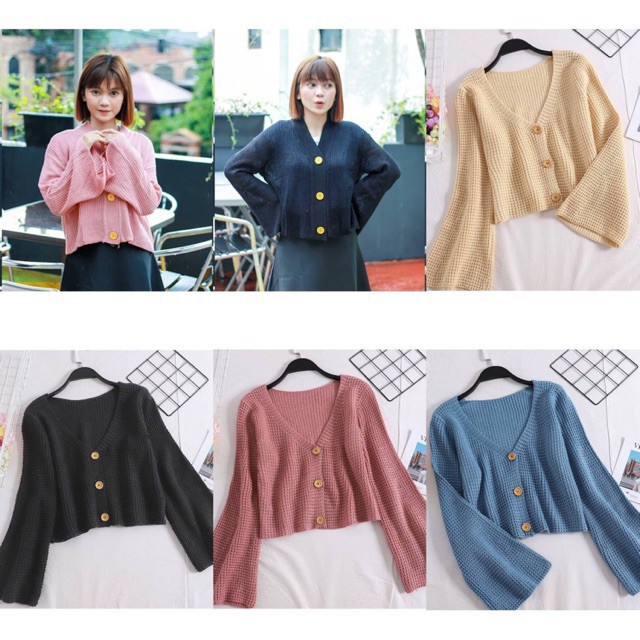 CROP RAJUT WANITA - CARDIGAN CROP KAREN TEBAL GT7