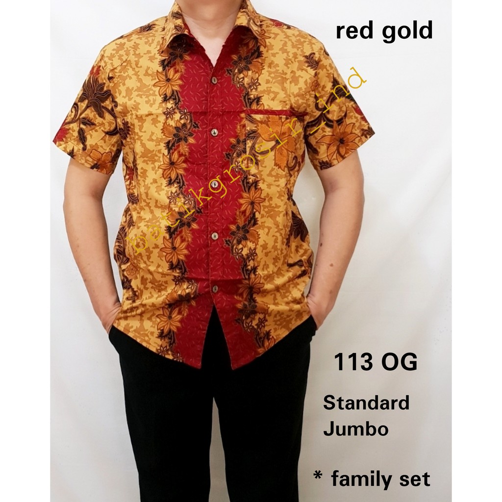  KEMEJA  113 OG KEMEJA  BATIK  DEWASA MOTIF BUNGA WARNA RED 