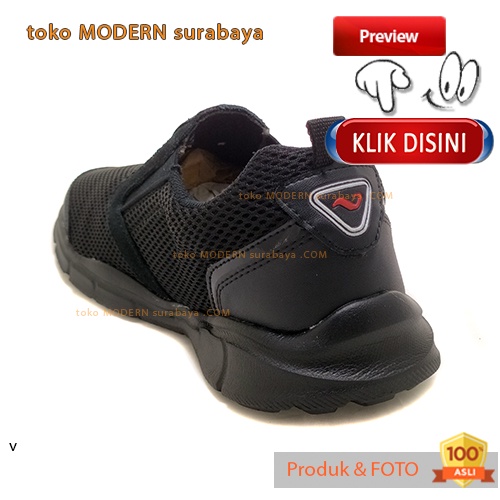 Sepatu pria sekolah casual slip on tanpa tali VELO PYRAMID HITAM HITAM