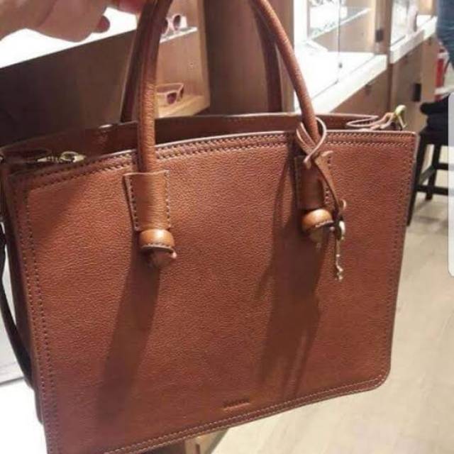 PRELOVED FOSSIL SKYLAR SATCHEL BROWN