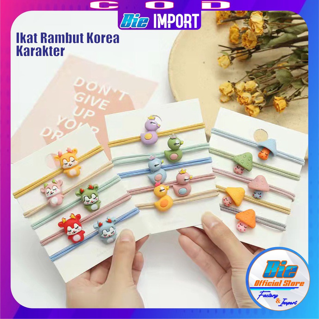 Ikat Rambut Korea 2 in 1 Gelang Karakter Premium Impor Best Seller