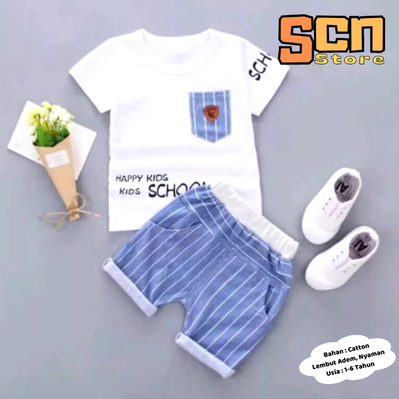 SCN STORE Setelan Anak Kaos Usia 1-6 Tahun / Setelan Anak Kekinian