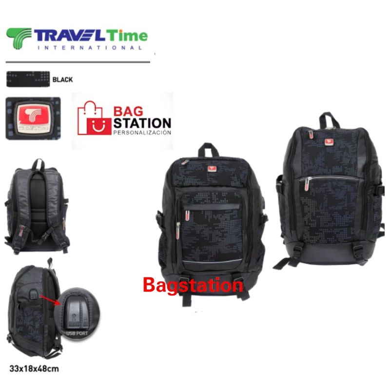 TAS RANSEL LAPTOP BACKPACK TRAVEL TIME USB ORIGINAL ASLI IMPORT TAS SEKOLAH TAS KULIAH TAS KERJA TAS TRAVEL